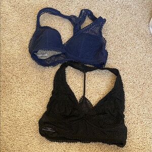 Victoria's Secret Lace Bralette Duo - Black and Blue
